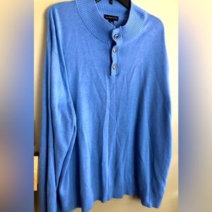 LANDS END Mens Baby Blue Henley Sweater  Size XXL